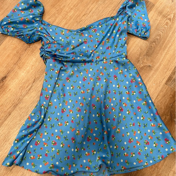 Zara Dresses Zara Fruit Mini Dress Cap Sleeve Strawberry And